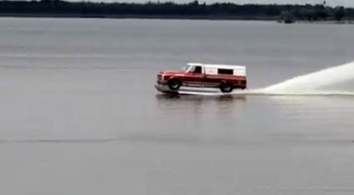 Farm Truck Boat On Water