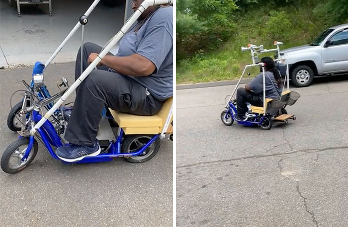 We Made A Buggy At The Machine Shop By Welding Two Scooters Together