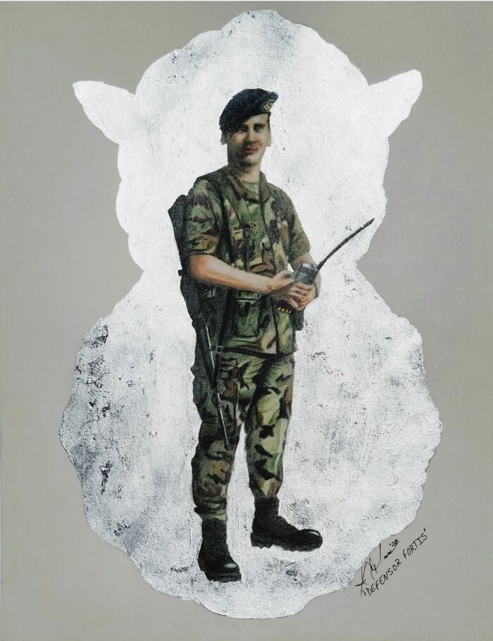 Defensor Fortis - Colored Pencil And Silver Leaf