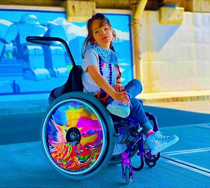 These Sisters Turn Wheelchairs Into Works Of Art With Colorful Wheel Covers