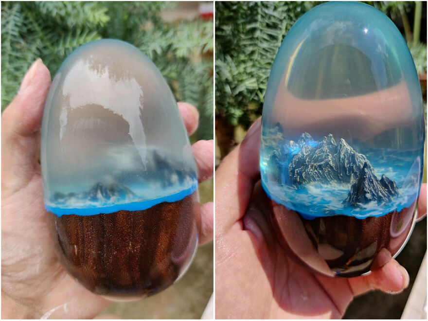 Wood Resin Lamp | Resin Night Light | Wood Resin Decor