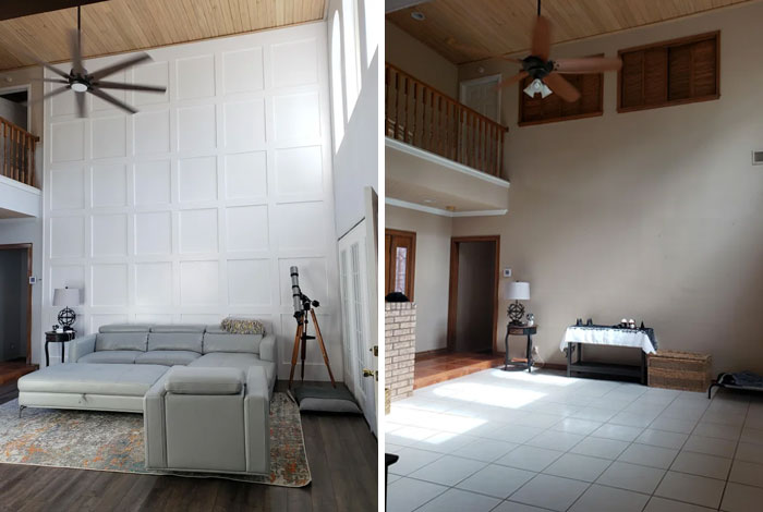 Redid Our Entire Living Room Last Christmas. Learned A Hell Of A Lot And We Just Love This Room Now! Entire Wall Was About $300