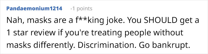 Restaurant Finds This Anti-Masker's 1-Star Review So Ridiculous That They Put It On A T-Shirt And People Are Loving It