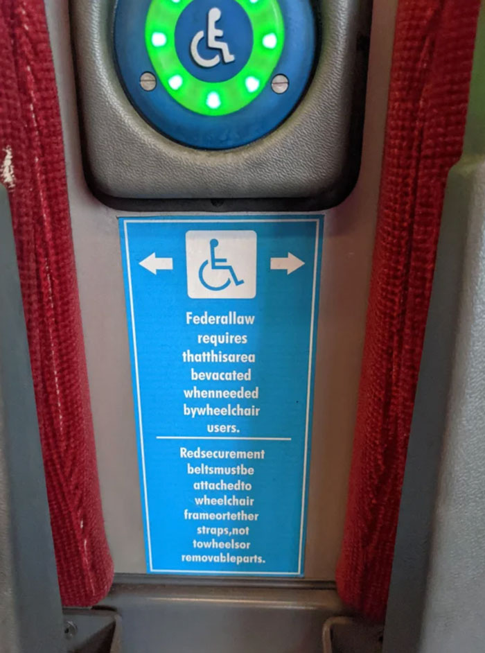 Federallaw Requires Thatthisarea Bevacated Whenneeded Bywheelchair Users