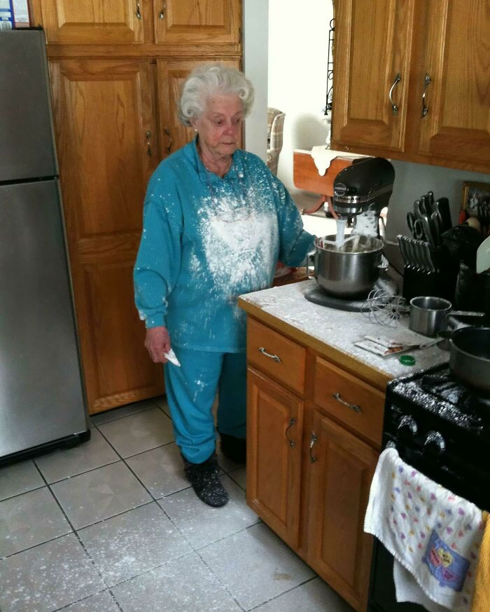 Here Is My Favorite Picture Of My Grandma. She Was Having A Hard Time With The Mixer