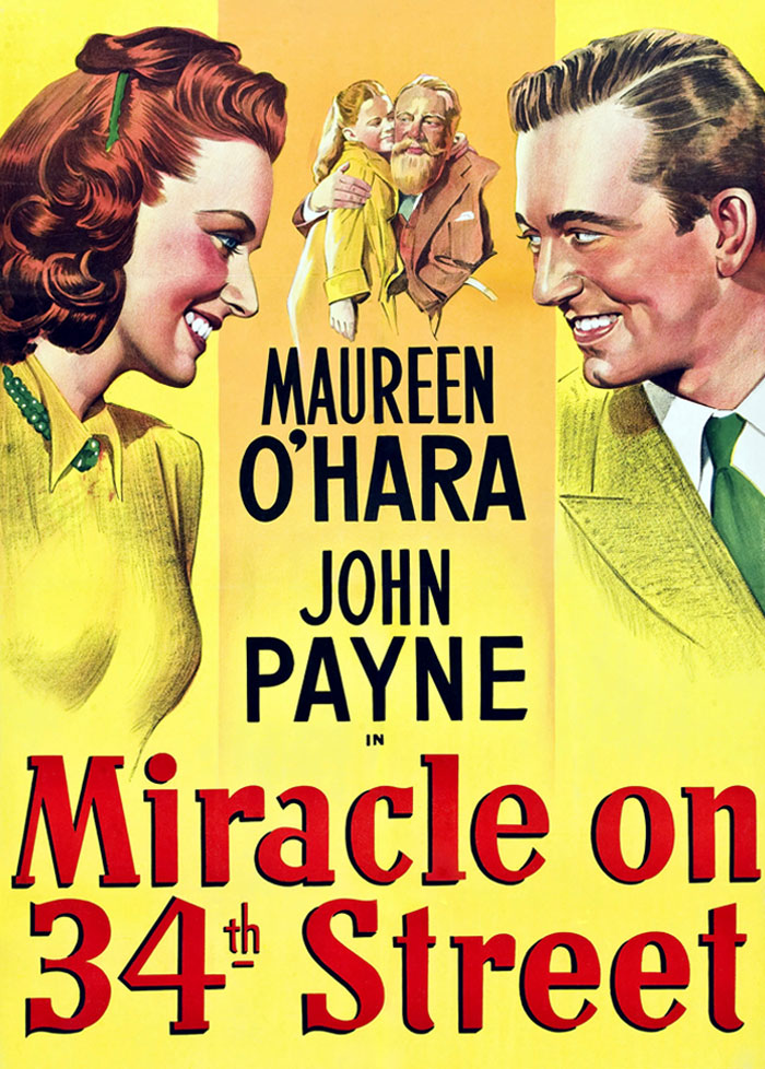 "Poster of Miracle on 34th Street, a classic film perfect for holiday viewing."