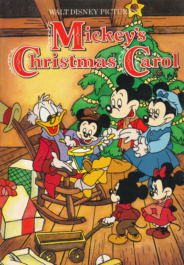 Mickey and friends celebrate Christmas around a tree in "Mickey's Christmas Carol."