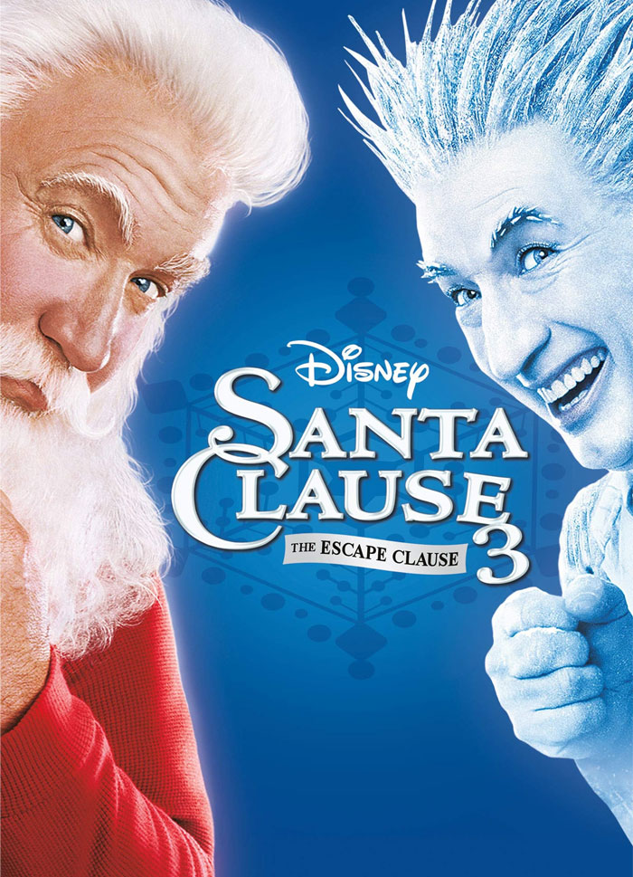 "Santa Claus and Jack Frost on the Santa Clause 3 movie poster, a top Christmas movie to watch during the holidays."
