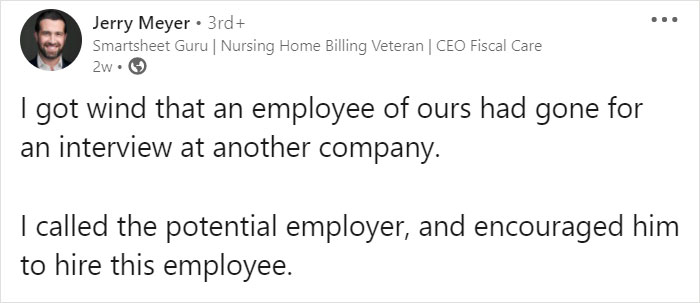 Boss Learns An Employee Is Looking For A New Job, Calls The Company To Give His Recommendation, Divides The Internet