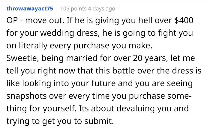 &ldquo;Only Smart Brides Save Money&rdquo;: Fianc&eacute; Loses It After Finding Out His Wife-To-Be Spent $400 Of Her Own Money On A Wedding Dress