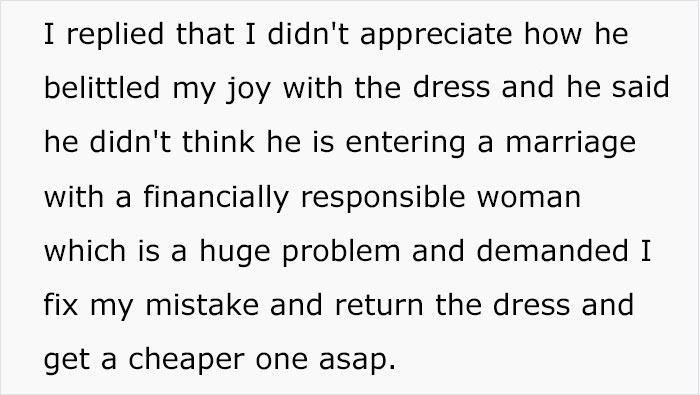 &ldquo;Only Smart Brides Save Money&rdquo;: Fianc&eacute; Loses It After Finding Out His Wife-To-Be Spent $400 Of Her Own Money On A Wedding Dress