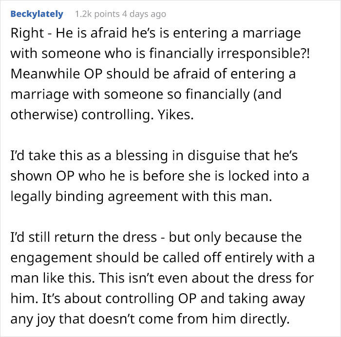 &ldquo;Only Smart Brides Save Money&rdquo;: Fianc&eacute; Loses It After Finding Out His Wife-To-Be Spent $400 Of Her Own Money On A Wedding Dress