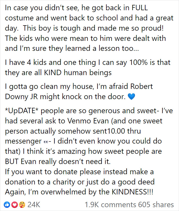 10-Year-Old Gets Bullied For His Halloween Costume, Mom Responds To The Bullies With This Post