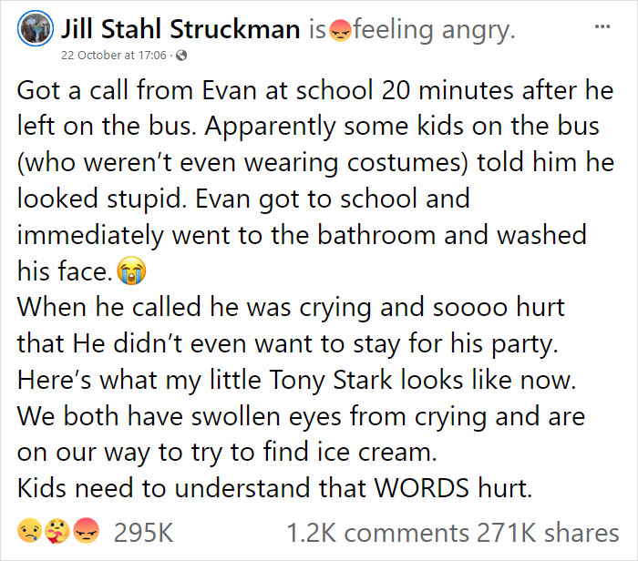 10-Year-Old Gets Bullied For His Halloween Costume, Mom Responds To The Bullies With This Post