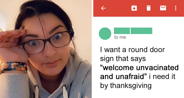 People Are Cracking Up At This Woman’s Conversation With A Client Demanding That She Create An Anti-Vax Door Sign