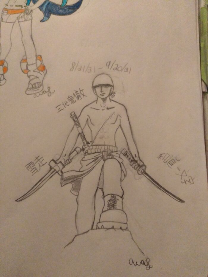 Roronoa Zoro With His 3 Swords