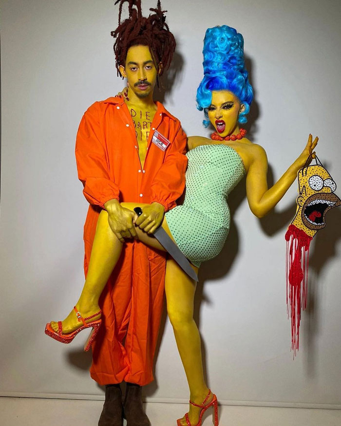 Jade Thirlwall And Jordan Stephens As Marge Simpson And Sideshow Bob