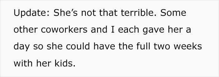 Childless Woman Refuses To Give 6 Of Her Paid Vacation Days To A Coworker With Three Kids, Office Drama Ensues