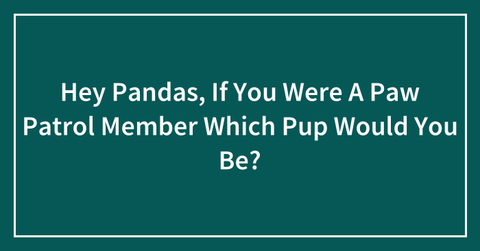 Hey Pandas, If You Were A Paw Patrol Member Which Pup Would You Be? (Closed)