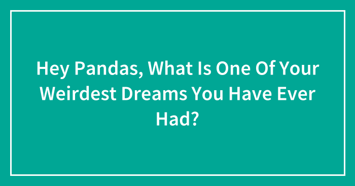 Hey Pandas, What Is One Of Your Weirdest Dreams You Have Ever Had?