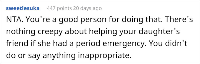Dad Let His Daughter's Friend Use Sanitary Pads In His House, Gets Called A Creep