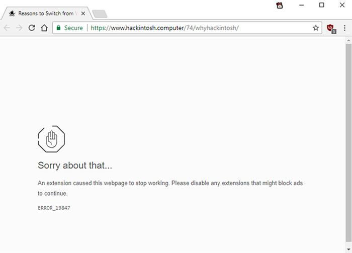 This Website Fakes A Chrome Error To Convince You To Disable Your Ad Blocker