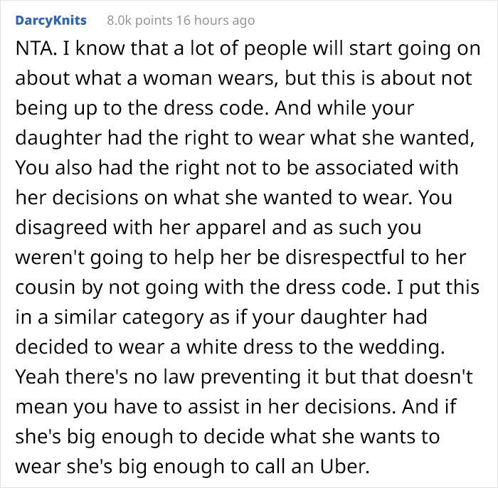 "I Told Her That Was Not An Appropriate Outfit": Dad Doesn't Take His Daughter To A Wedding Because Of Her Dress "I Told Her That Was Not An Appropriate Outfit": Dad Doesn't Take His Daughter To A Wedding Because Of Her Dress