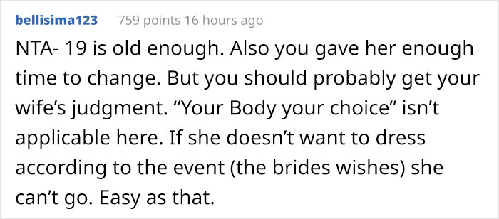 "I Told Her That Was Not An Appropriate Outfit": Dad Doesn't Take His Daughter To A Wedding Because Of Her Dress "I Told Her That Was Not An Appropriate Outfit": Dad Doesn't Take His Daughter To A Wedding Because Of Her Dress