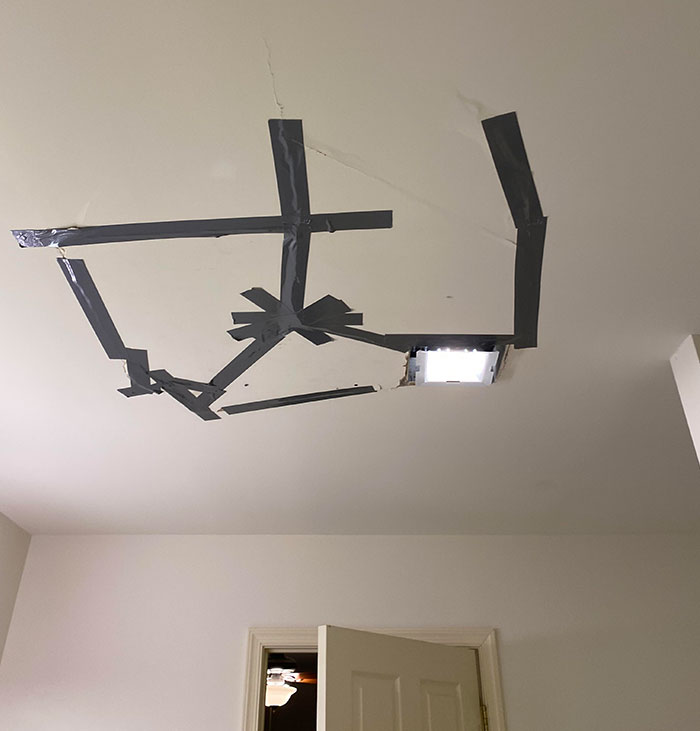 Decided To Do In-Depth Investigation Of The Dryer Ventilation Tube In The Attic While Wife And Kid Went To Get Dinner. Fell Completely Through