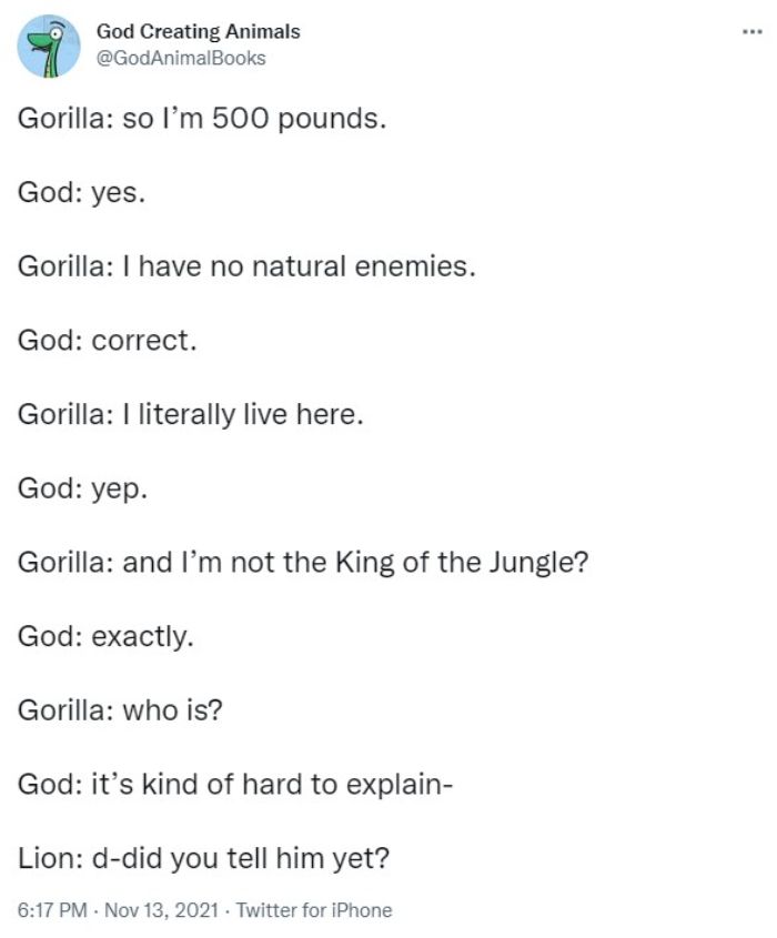 God Creates A Gorilla