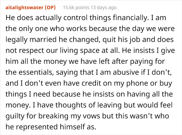 'Get Out Now': People Are Begging This Woman To Leave Her Abusive Husband After She Writes A Post Online About His Bizarre Behavior