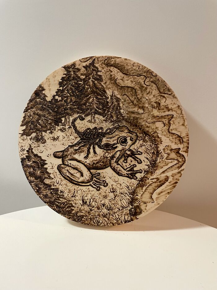 A Wood Burning I Did Of The Story: The Frog And The Scorpion