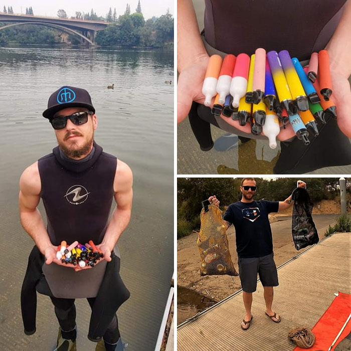 Found Over 30 Vapes And A Bunch Of Other Trash While Diving With My Best Friend