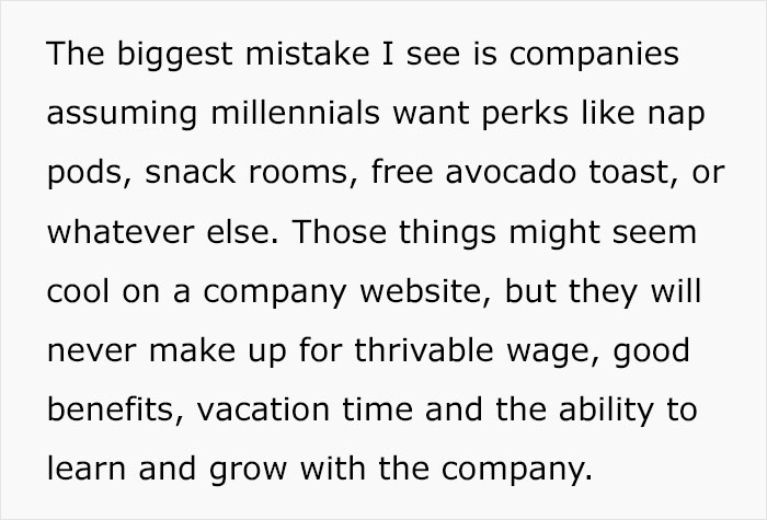 Woman Shares What Workplace Perks Millennials Would Give Up In Exchange For These 8 Benefits