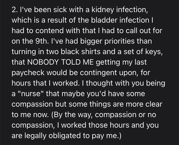 Former Employee Confronts Their Workplace For Not Paying Them Their Last Paycheck, Receives An Angry Email Former Employee Confronts Their Workplace For Not Paying Them Their Last Paycheck, Receives An Angry Email