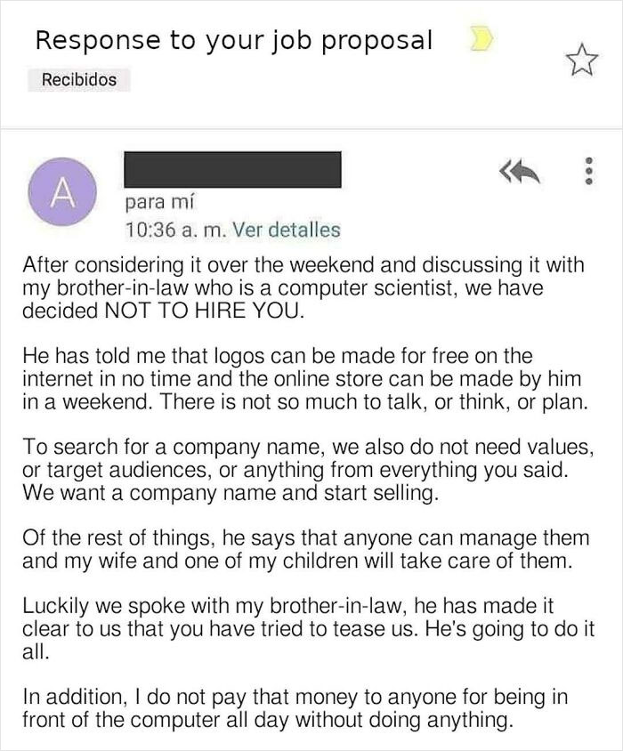 Response To Your Job Proposal