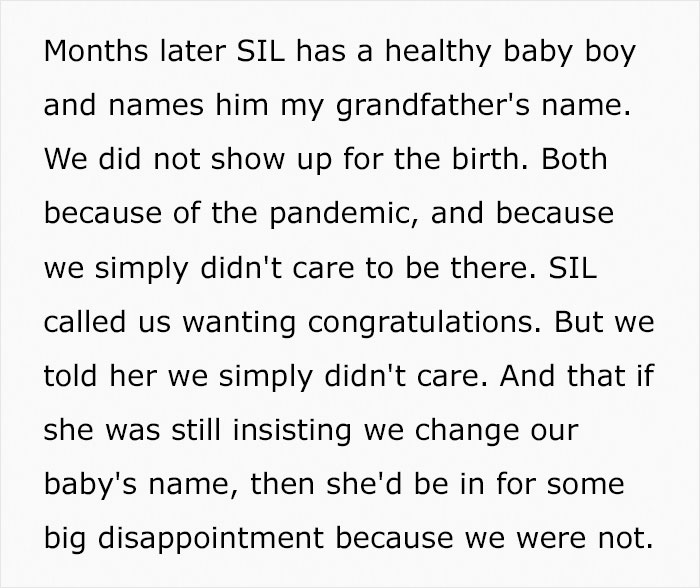 Sister-In-Law Steals Baby Name Out Of Spite, Regrets It After The Couple's Reaction