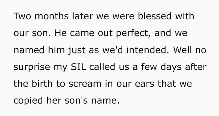 Sister-In-Law Steals Baby Name Out Of Spite, Regrets It After The Couple's Reaction