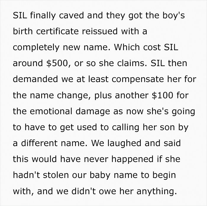 Sister-In-Law Steals Baby Name Out Of Spite, Regrets It After The Couple's Reaction