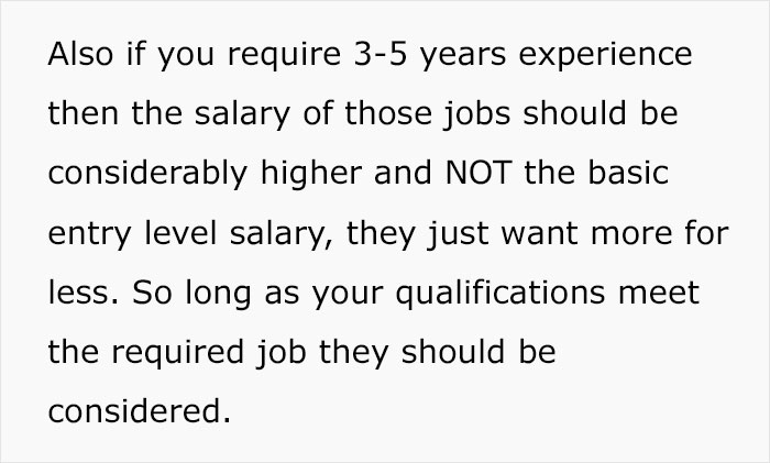 After A Person Brings Up How Unfair It Is To Require Years Of Experience For Starting Positions At A Company, Others Share What They Think