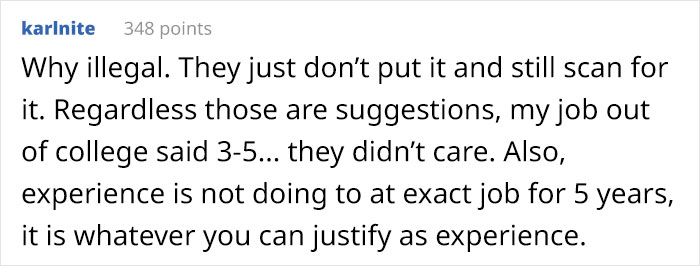 After A Person Brings Up How Unfair It Is To Require Years Of Experience For Starting Positions At A Company, Others Share What They Think