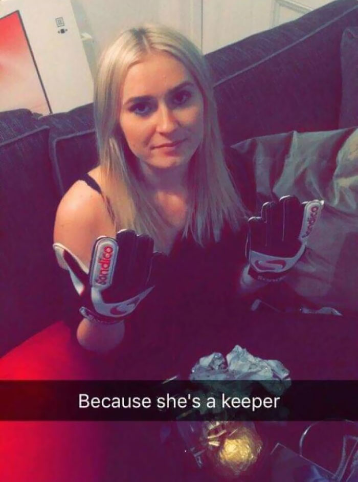 So My Sister Got Goalie Gloves For Christmas From Her Boyfriend For 'Being A Keeper'