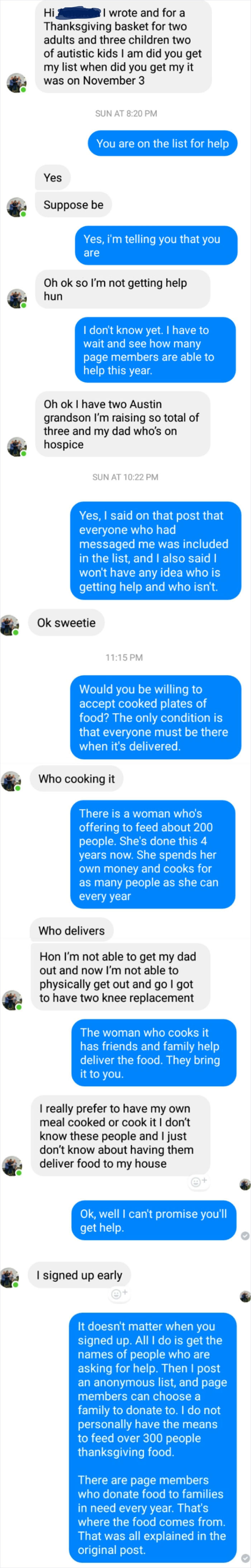 I Admin A Local Pay It Forward Page. We Are Currently Trying To Help Members With Thanksgiving Food. This Is What I'm Dealing With