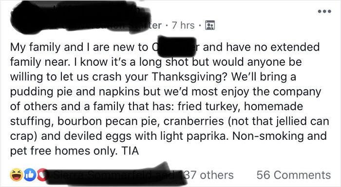 Invite Us To Your Thanksgiving! But Only If You Have These Things And We Will Only Bring Dessert. Tia