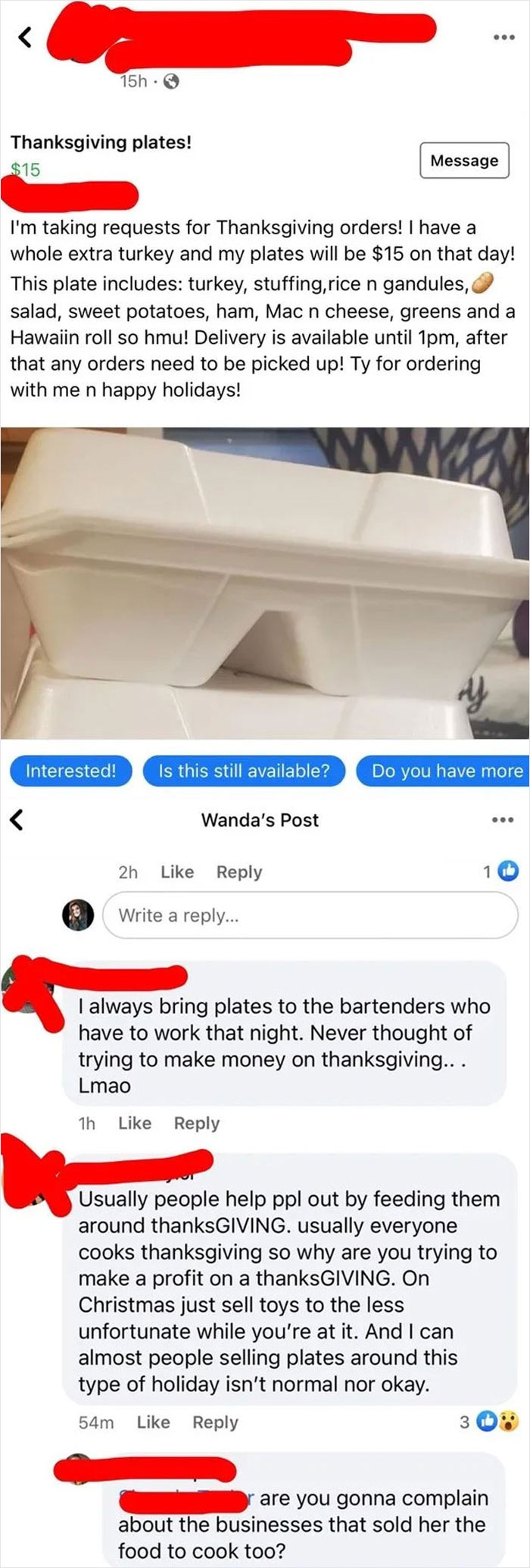 A Thanksgiving Choosing Beggar Who Thinks Meals Should Be Free