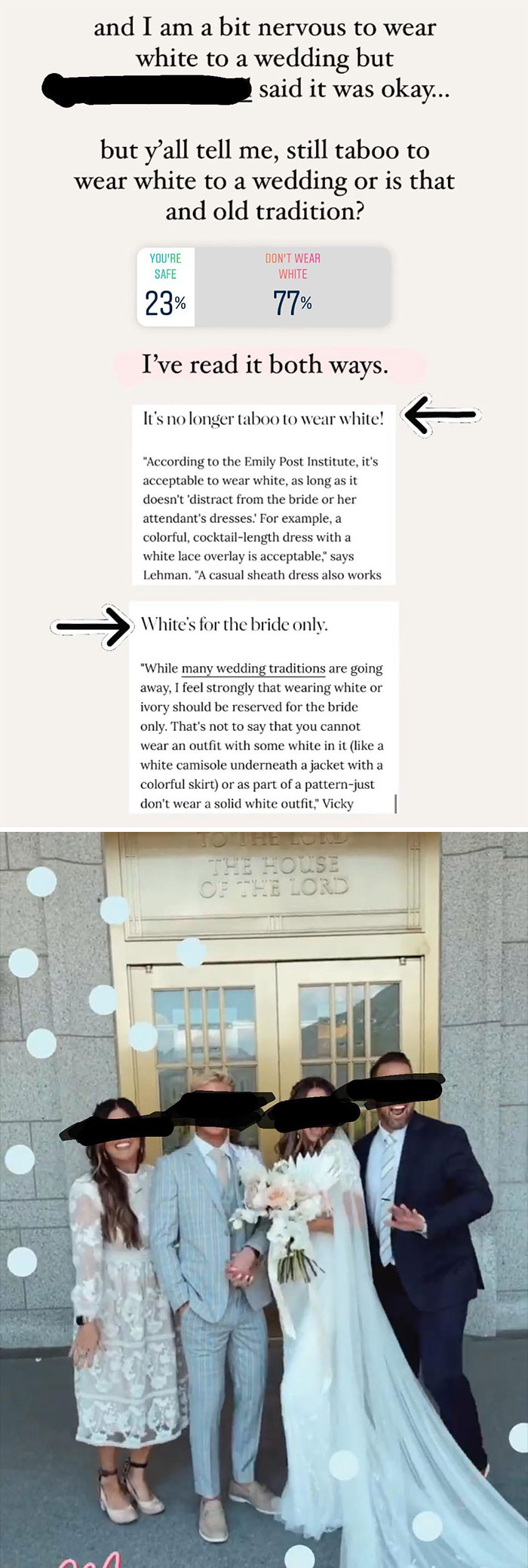 Influencer With Over 1m Followers Polls Followers Asking If Wearing White Is Ok… Wears White Anyways