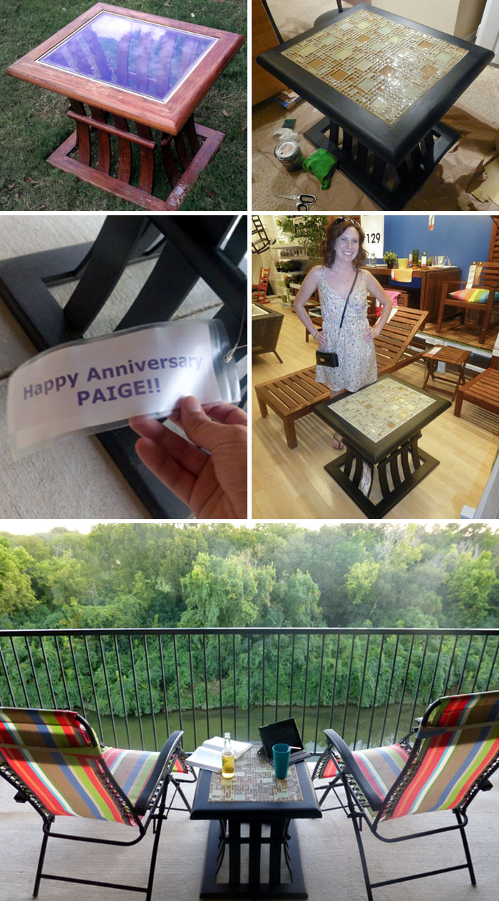 I Made My Wife A Side Table For Our Anniversary, Then Planted It At IKEA With A "Happy Anniversary" Price Tag To Surprise Her