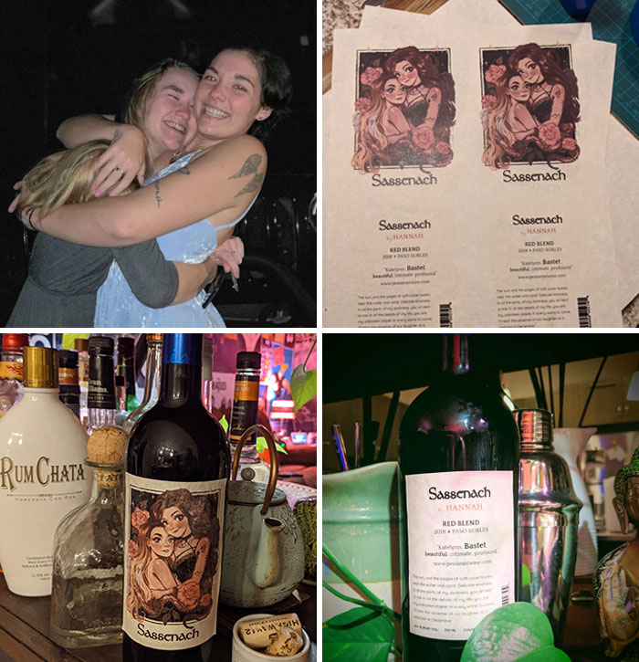 For My Girlfriend's Birthday I Made Up This Wine Featuring An Illustration Of Her With Her Best Friend - Named After Their Favorite Book