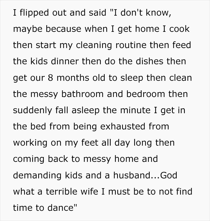Man Asks His Wife Why She Doesn't Dance For Him Every Night After Work Like BIL's Girlfriend, Is Left Embarrassed When She Drops The Real Reason Man Asks His Wife Why She Doesn't Dance For Him Every Night After Work Like BIL's Girlfriend, Is Left Embarrassed When She Drops The Real Reason