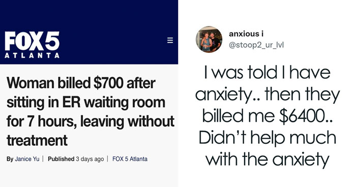 A Woman Gets Charged $700 For Coming To An ER And Sitting There For 7 Hours But Not Getting Any Treatment, Others Share Similar Stories